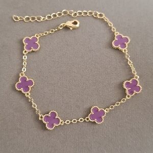 Purple Enamel 9mm Six Clovers Bracelet